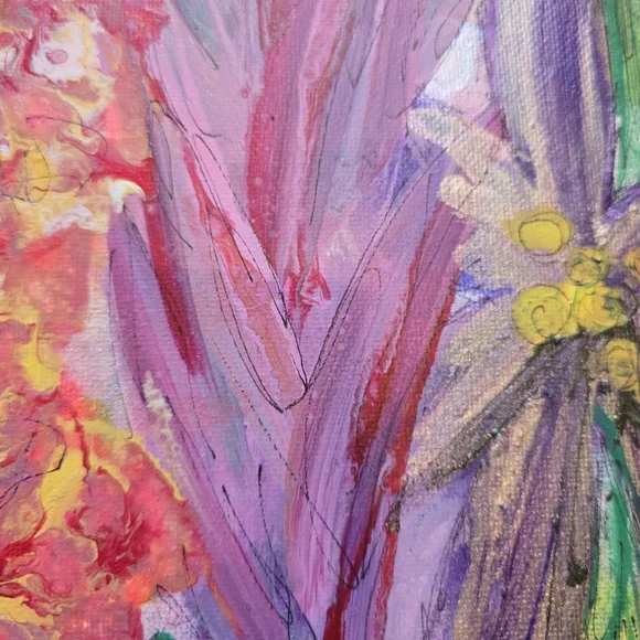 HANDCRAFTED Abstact Floral Painting HANDPAINTED & HANDMADE Contemporary Wall Art - Picture 15 of 16